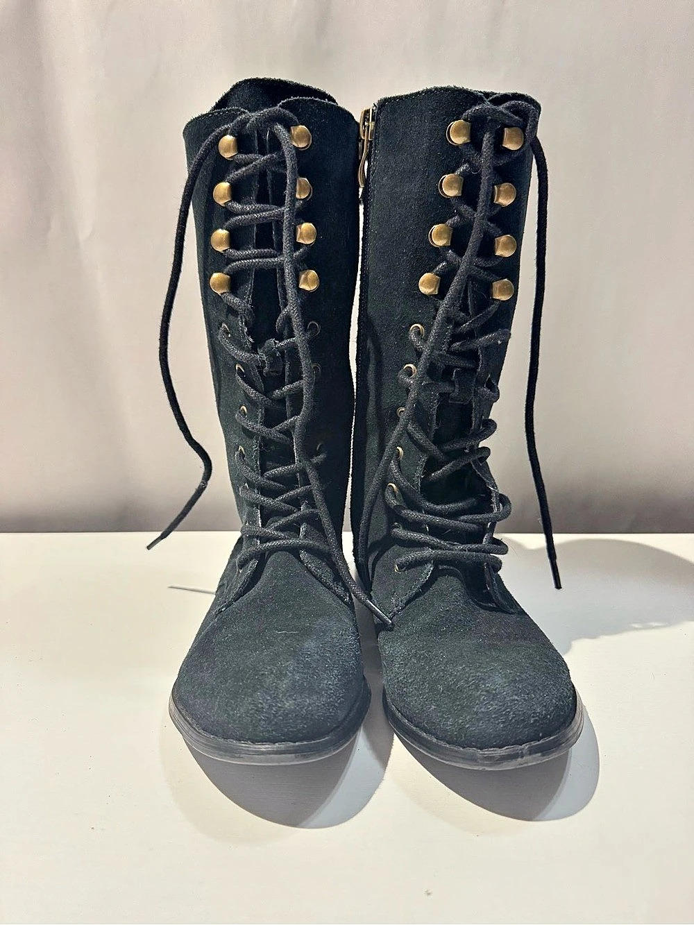 Joyfulie kids  Black Lace-Up Combat Boots